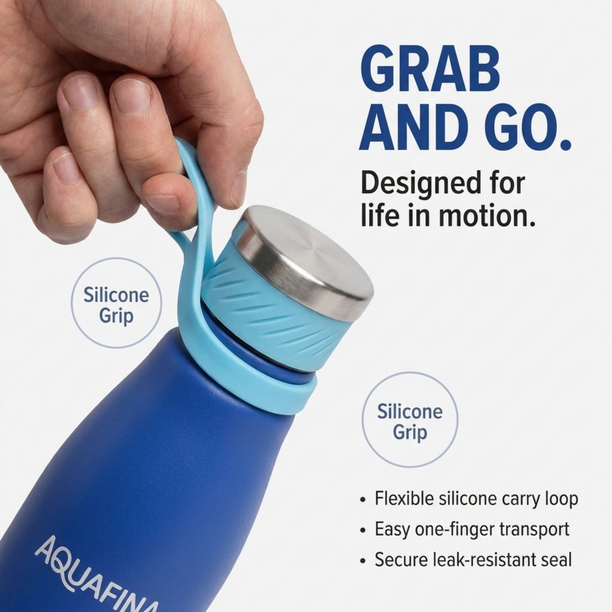 Aquafina Stainless Steel Vacuum Insulated Water Bottle with Carry Loop, 23.7 oz – Deep Blue