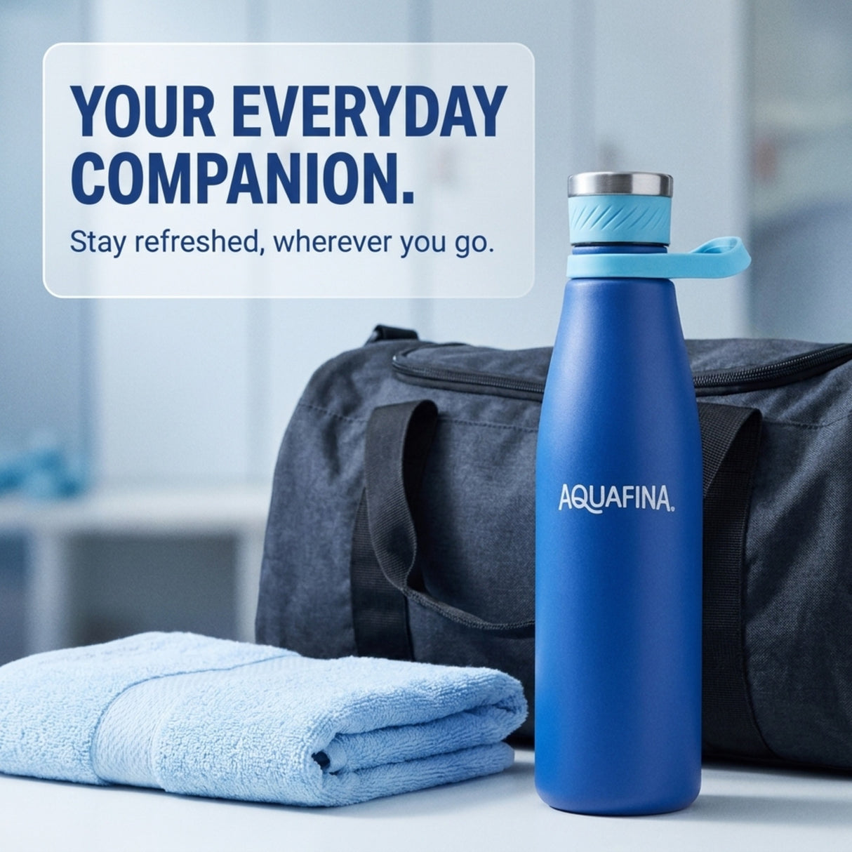 Aquafina Stainless Steel Vacuum Insulated Water Bottle with Carry Loop, 23.7 oz – Deep Blue