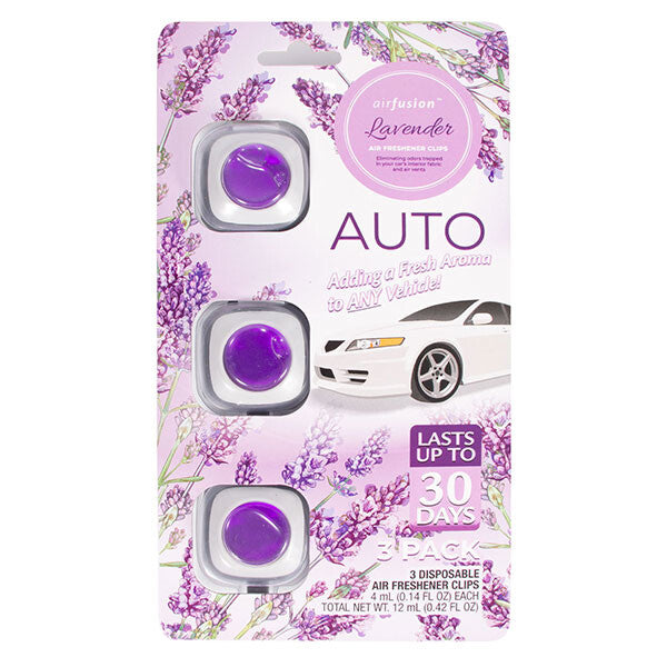 Air Fusion Air Freshener Clips 3 Pack Lavender
