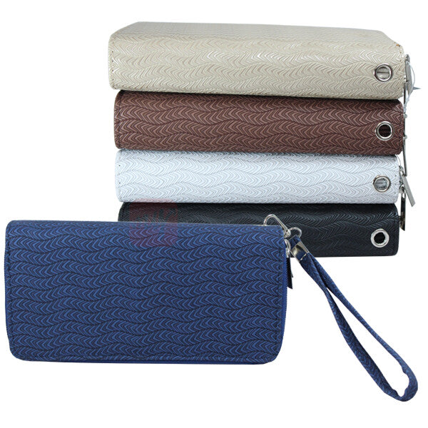 CC Wallet Dual Zipper Textured Waves