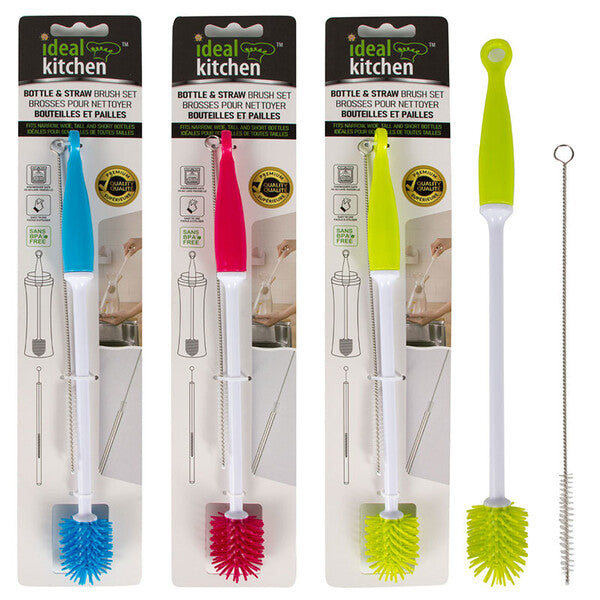 Ideal Kitchen Bottle Brush + Straw Brush 2PK