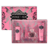 Women's 4pcs XL Set VINTAGAE LUXURY 4.1fl.ozBody Lotion 6.1fl.ozBody Mist 3.4+0.34 fl.oz EDP