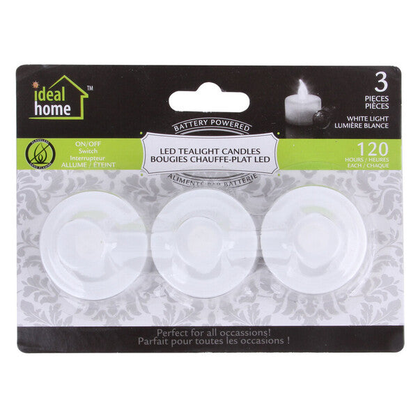 Ideal Home LED Tealight 3PK White Light