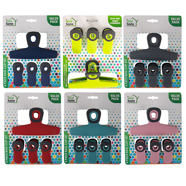 Ideal Home Bag Clip Set w/ Magnet 4PK