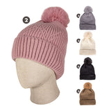 Cindy Claire Ladies Pom Hat w/Fur Lining Knit