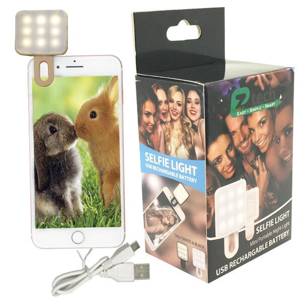 EZ-Tech Selfie Light USB Rechargable Battery White