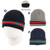 Thermaxxx Beanie Hat w/ Fur lining Red Green Stripes
