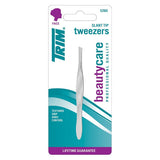 TRIM Stainless Steel Textured Grip Slant Tip Tweezers