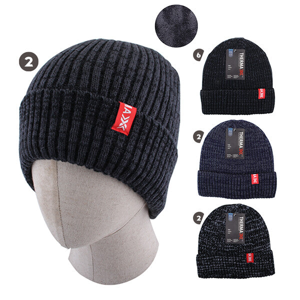 Thermaxxx Men Winter Knit Hat w/ Fur Lining