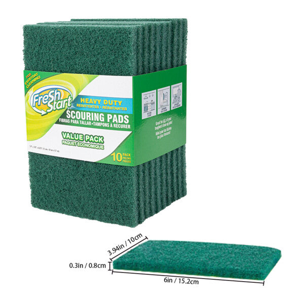 Fresh Start Pads 10PK Scour Heavy Duty Green
