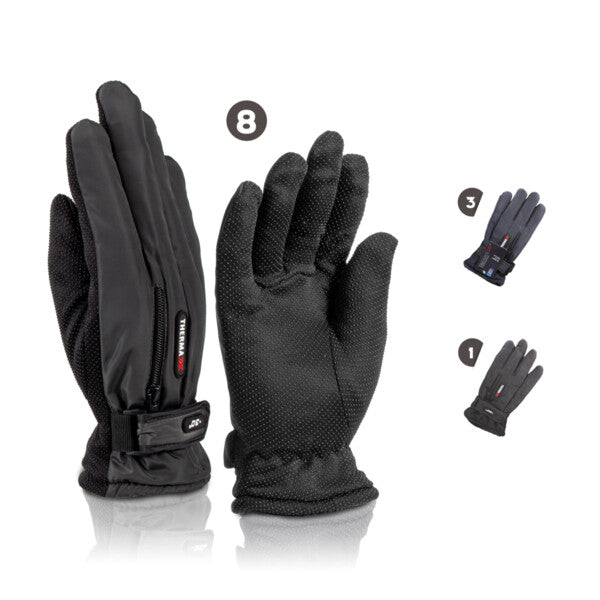 Thermaxxx Winter Ski Gloves Men Zipper Pocket w/ Grip Dots
