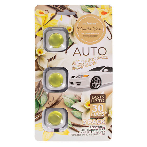 Air Fusion Air Freshener Clips 3 Pack Vanilla Bean