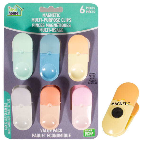 Ideal Home Bag Clip Set w/ Magnet 6PK