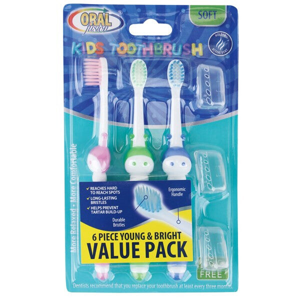 Oral Fusion Toothbrush Kids 6PK Caterpiller