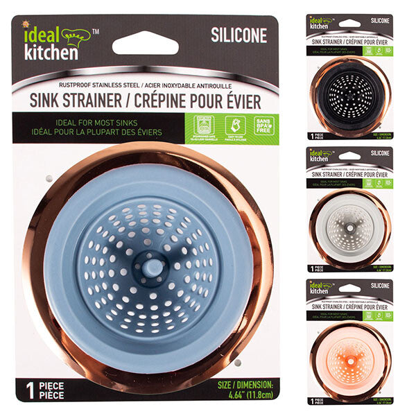 Ideal Kitchen SS + Silicone Sink Strainer HD Rose Gold Colors