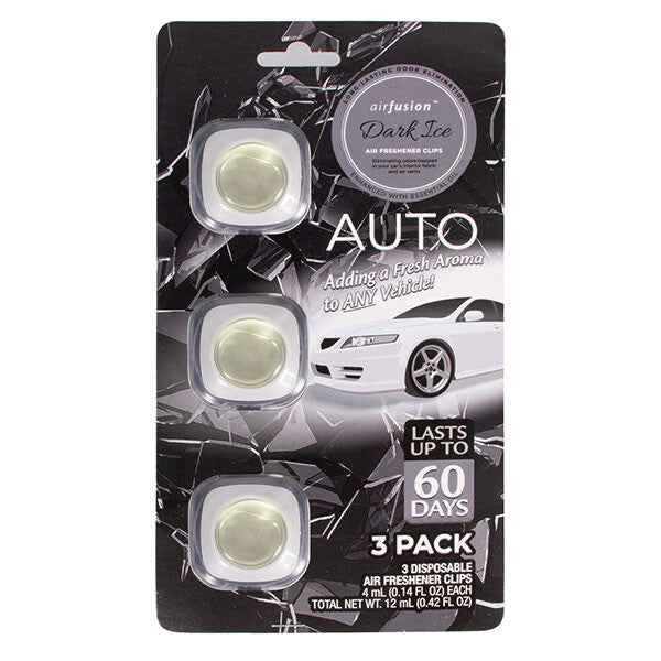 Air Fusion Air Freshener Clips 3 Pack Black Ice