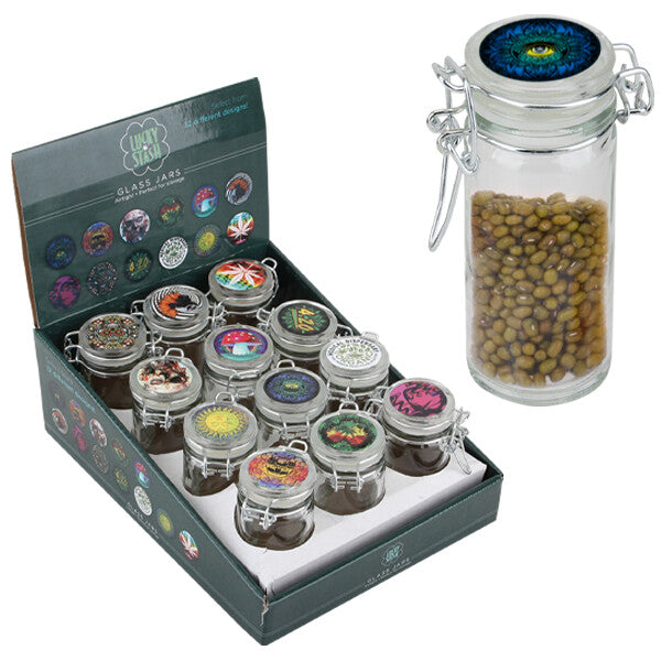 Lucky Stash Glass Jar Air Tight 120ml Printed