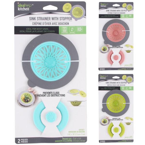 Ideal Kitchen Sink Strainer w/ Stopper 2PK