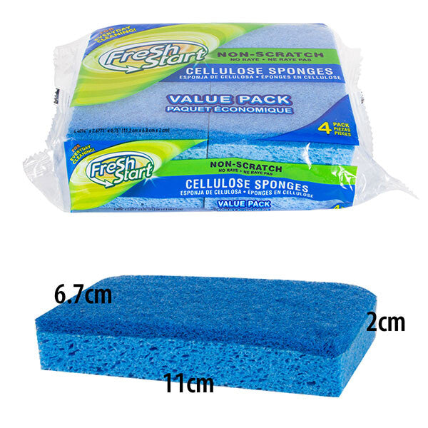 Fresh Start Sponge 4PK Cellulose Non-Scratch