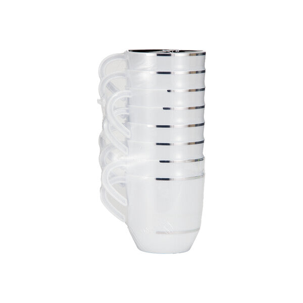 EP 8PK 12.5oz Tea Cup White+Silver