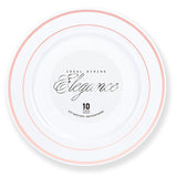 Elegance Plate 10.25" White + 2 Line Stamp Rose Gold