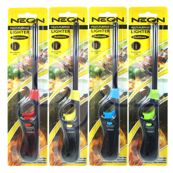 Neon Windproof Long Lighter Asst. Color 1Pack