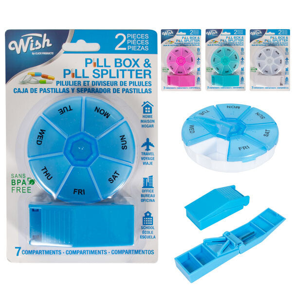 Wish Pill Box Weekly w/ Pill Cutter Set