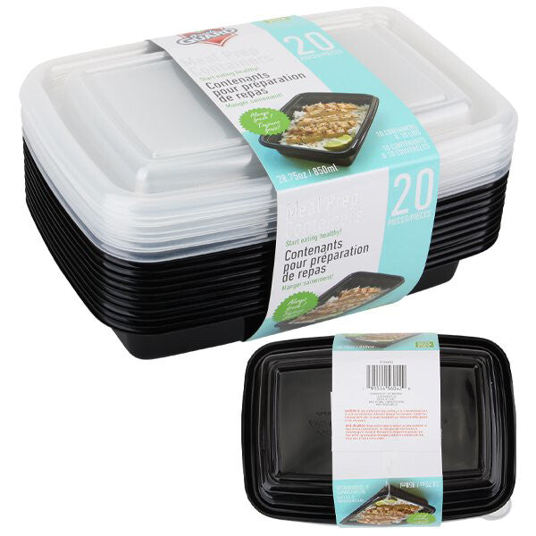 Fresh Guard Plastic Bento Meal Prep Container 20PK 850ml
