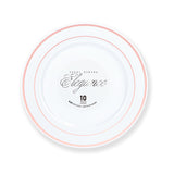 Elegance Plate 6.25" White + 2 Lines Stamp Rose Gold
