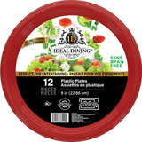 Ideal Dining Plastic Plate 9in Red 12CT