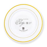 Elegance Plate 9" White + 2 Line Stamp Gold
