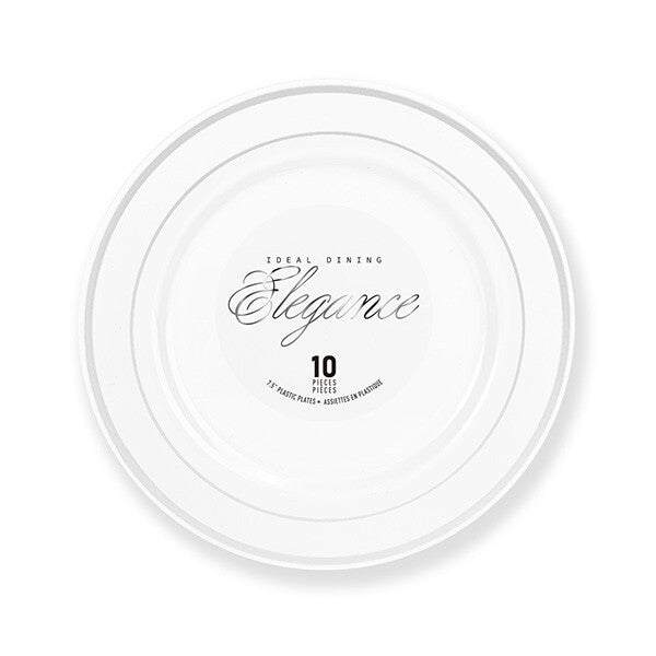 Elegance Plate 7.5" White + 2 Lines Stamp Silver
