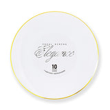 Elegance Plate 9" White + Rim Stamp Gold