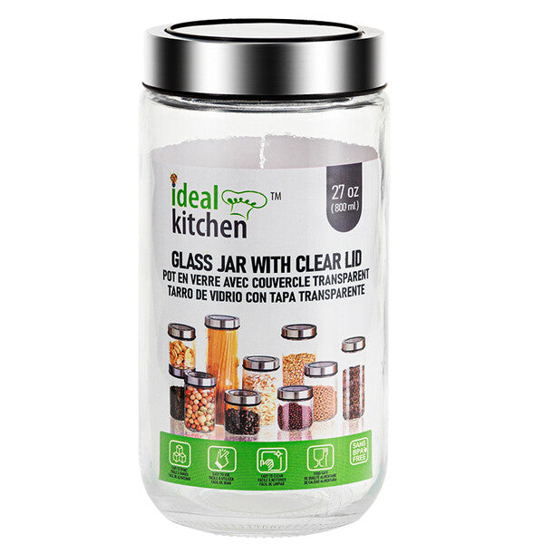 Ideal Kitchen Glass Jar with Clear Lid 27.05oz 1pk