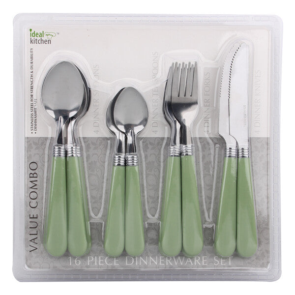 Ideal Kitchen 16PK Dinnerware Set Green