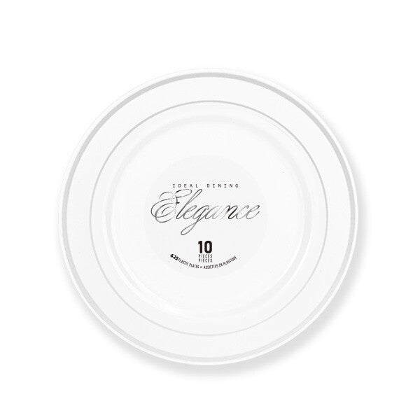 Elegance Plate 6.25" White + 2 Lines Stamp Silver
