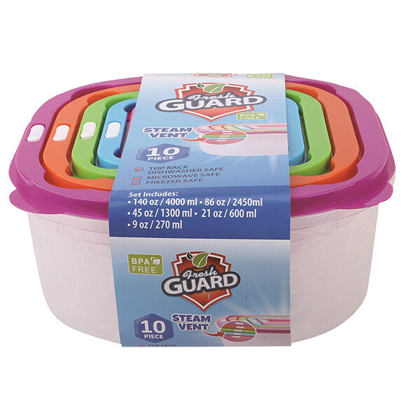 Fresh Guard Plastic Container Set Vent 10PK Square