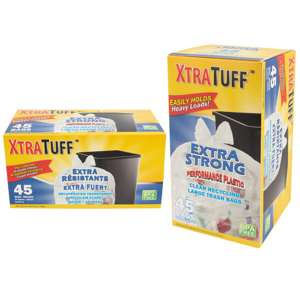 Xtratuff Trash Bag Box 30 Gal 45CT Recycle Clear
