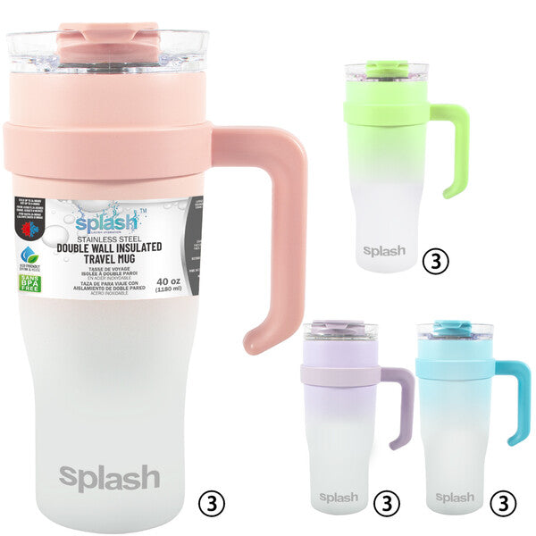 Splash Bottle Stainless Steel Travel Mug 40oz 2 Tone