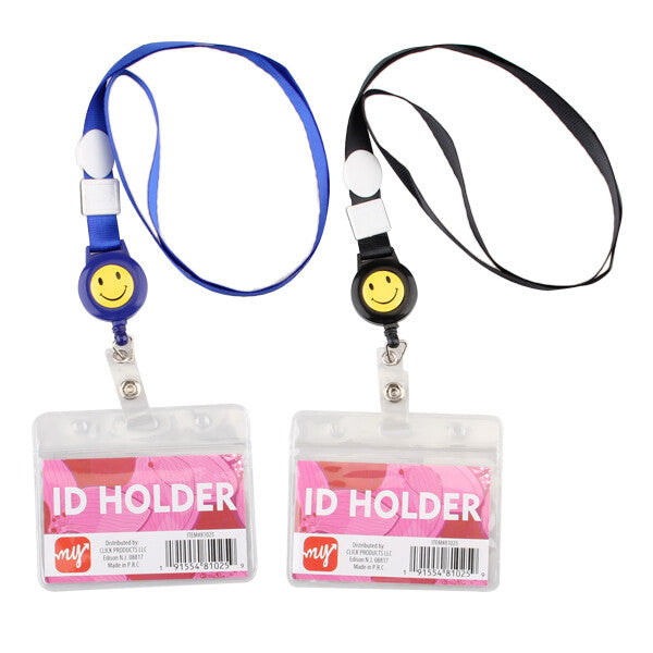 ID Card Holder Extendable w/ Smile Face