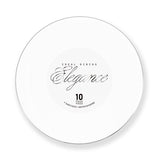 Elegance Plate 9" White + Rim Stamp Silver