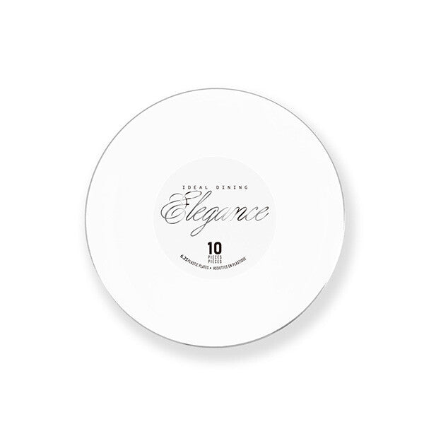 Elegance Plate 6.3" White + Rim Stamp Silver