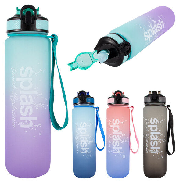 Splash Plastic Bottle 34oz Flip Cap w/ Lock & Strap Rainbow