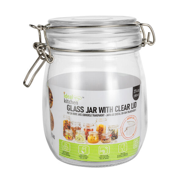 Ideal Kitchen Glass Jar with Clear Lid 27.39 oz
