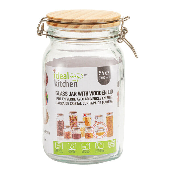 Ideal Kitchen Glass Jar w/ Bamboo Lid 54.1 oz