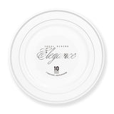 Elegance Plate 9" White + 2 Lines Stamp Silver