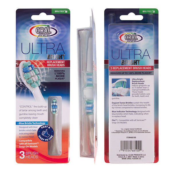 Oral Fusion 3 Replacement Brush Heads Compatible with Sonicare