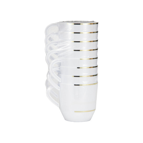 EP 8PK 12.5oz Tea Cup White+Gold