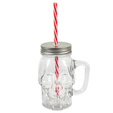 Splash Skull Glass Mug w/ Straw 16.57 oz