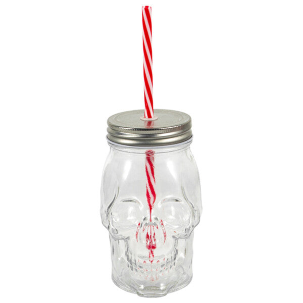 Splash Skull Glass Mug w/ Straw 16.57 oz